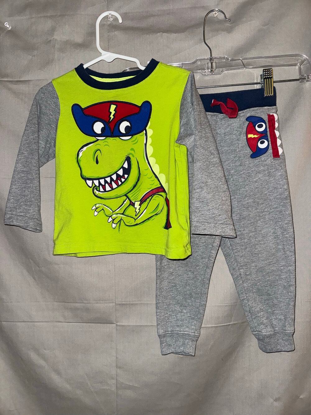 Wonder Nation Boys Dinosaur Superhero 2-Piece Outfit Removable Mask, Size 2T